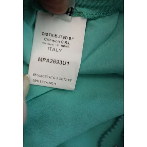 PianuraStudio MPA2693U1 Womens Sz 46 US 10/XL Green Silk Blend Casual Pants - Picture 5 of 9